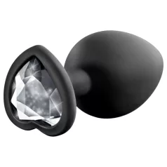   Temptasia S - plug anale cuore con pietra argento - nero - piccolo