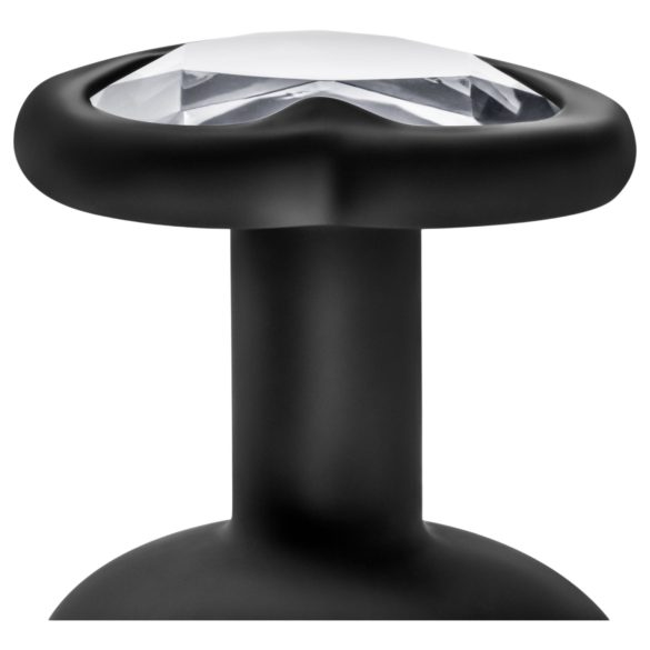 Temptasia S - plug anale cuore con pietra argento - nero - piccolo