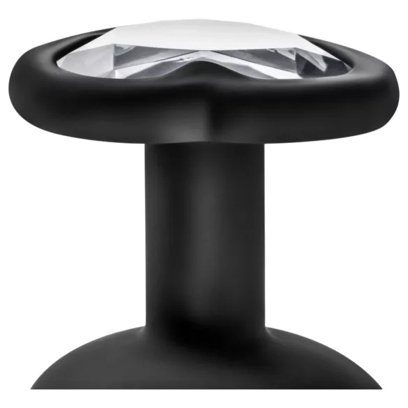 Temptasia M - plug anale cuore con pietra argento - misura media nera
