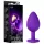 Temptasia M - dildo anale cuore con pietra dorata - medio - silicone viola