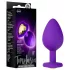 Temptasia M - dildo anale cuore con pietra dorata - medio - silicone viola