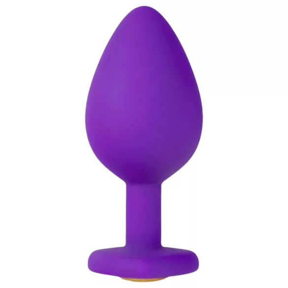 Temptasia M - dildo anale cuore con pietra dorata - medio - silicone viola
