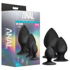   Anal Adventures Platinum Stout - set plug anale - 3 pezzi - nero