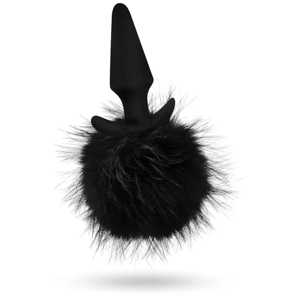 Anal Adventures Platinum - plug anale con coda di coniglio - nero