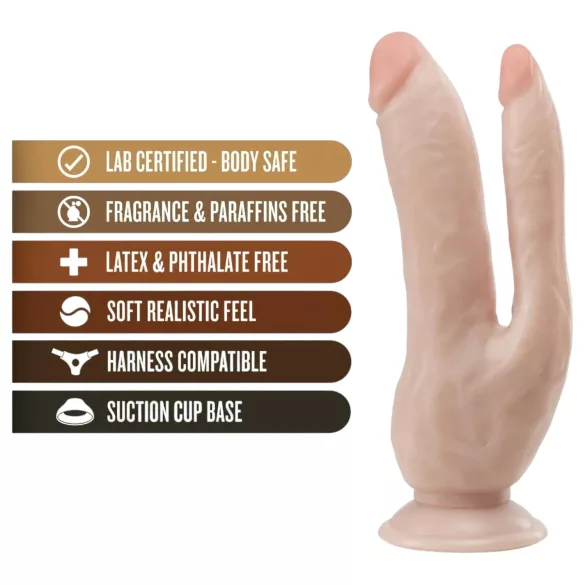 Dr. Skin 8 - doppio dildo con ventosa - realistico color carne