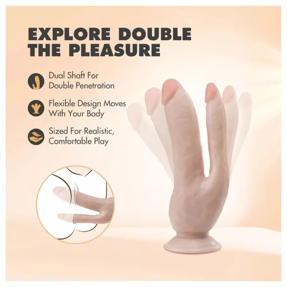 Dr. Skin 8 - doppio dildo con ventosa - realistico color carne