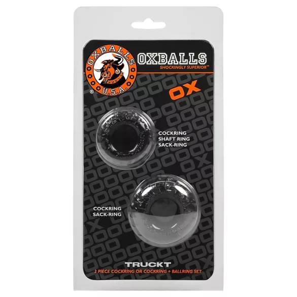 OXBALLS - set di anelli fallici zigrinati - silicone nero