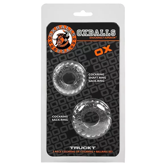 OXBALLS - set anelli fallici con rilievi - silicone trasparente