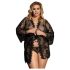 Set kimono in pizzo nero Queen Plus - Taglie forti (XL-2XL)