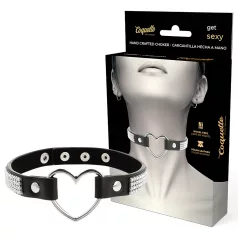 Coquette - choker con strass e ciondolo a cuore - nero