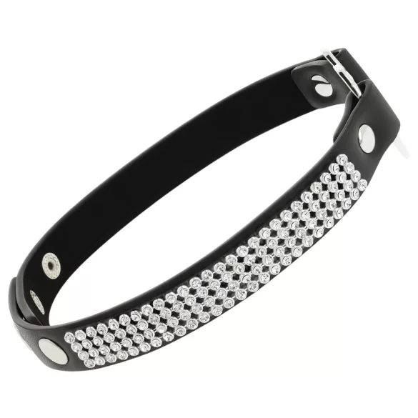 Coquette - choker con strass e ciondolo a cuore - nero