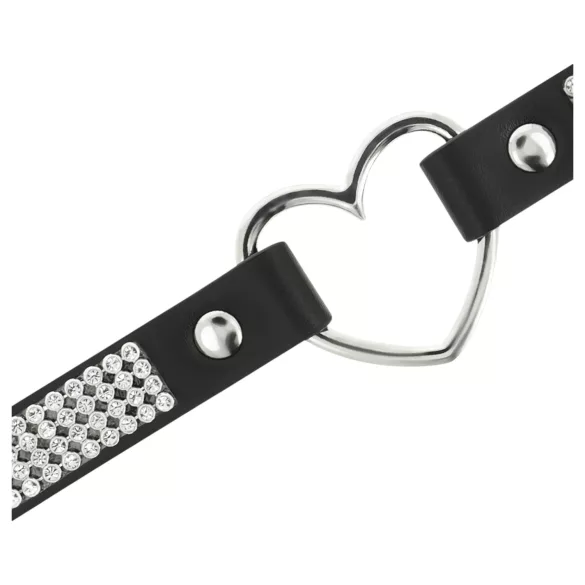 Coquette - choker con strass e ciondolo a cuore - nero