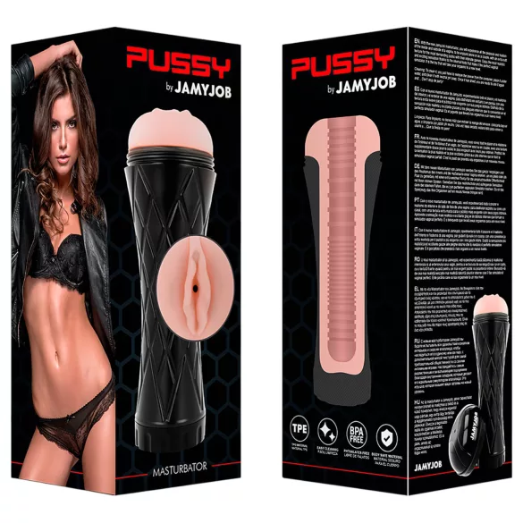 JamyJob - masturbatore realistico in custodia - colore nero/naturale
