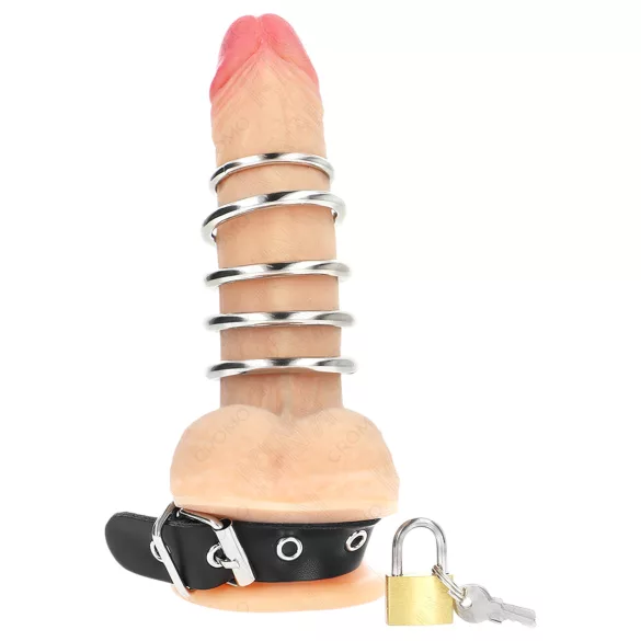 Kink - anello fallico con anelli metallici - nero