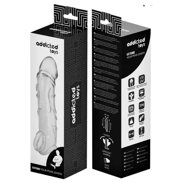 Addicted Toys - guaina fallica con anello scrotale - 27 cm trasparente