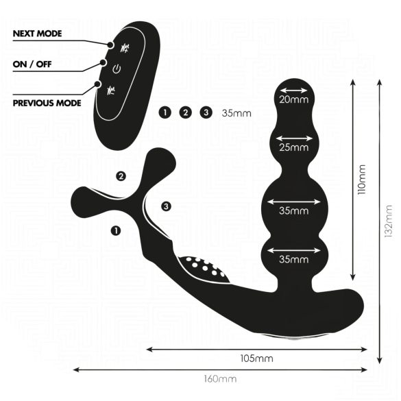 Addicted Toys - vibratore anale rotante con anello pene - nero