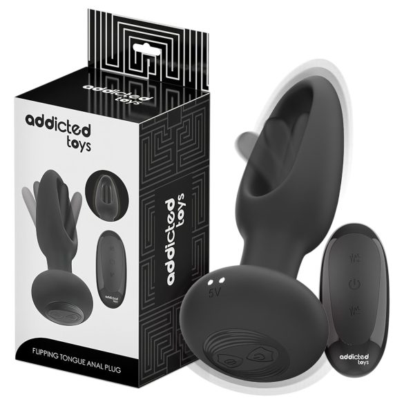 Addicted Toys - vibratore anale con lingua rotante - nero