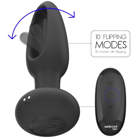 Addicted Toys - vibratore anale con lingua rotante - nero