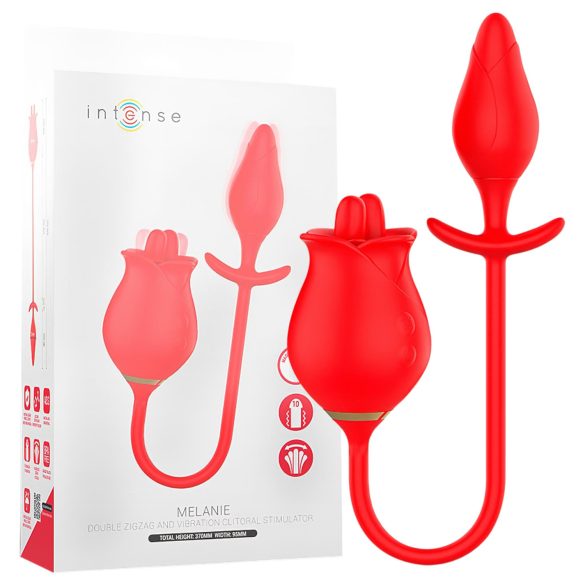 Intense Melanie - vibratore clitoride 2in1 lingua mobile - silicone rosso