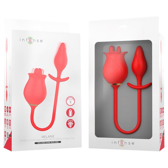 Intense Melanie - vibratore clitoride 2in1 lingua mobile - silicone rosso