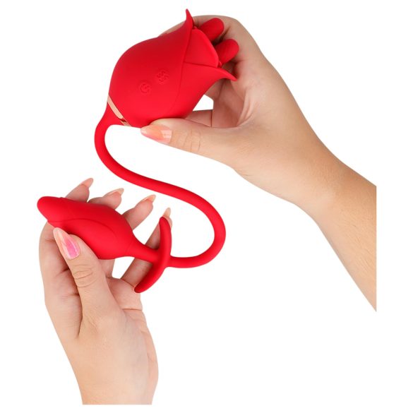 Intense Melanie - vibratore clitoride 2in1 lingua mobile - silicone rosso