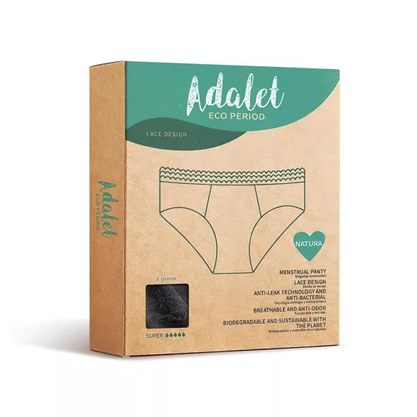 Adalet Natura Super - slip mestruale assorbente - nero - M