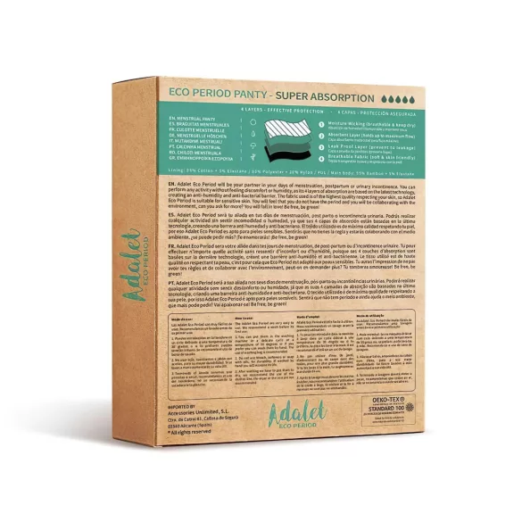 Adalet Natura Super - slip mestruale assorbente - nero - M