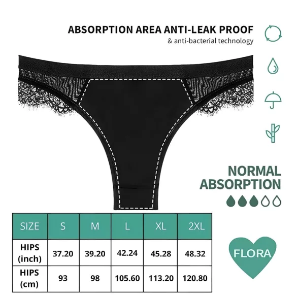 Adalet Flora Normal - slip mestruale assorbente - nero - L