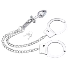   LateToBed - set bondage con manette e plug anale - metallo argento