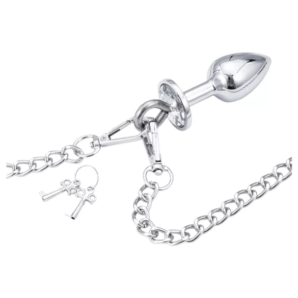 LateToBed - set bondage con manette e plug anale - metallo argento
