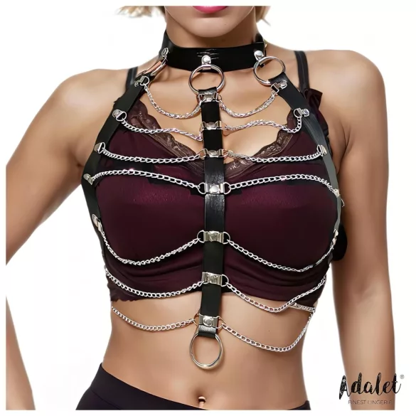 Adalet Hilda - imbracatura con catena in ecopelle vegana nera