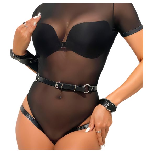 Adalet Jimena - set bondage in similpelle vegana con manette - nero