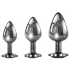 Evolved Black Gem - set plug anale metallico - pietra nera - argento