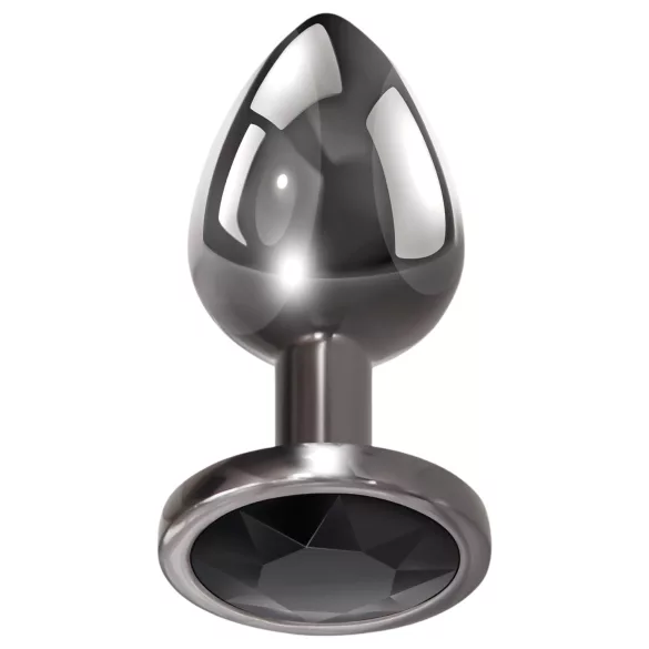 Evolved Black Gem - set plug anale metallico - pietra nera - argento
