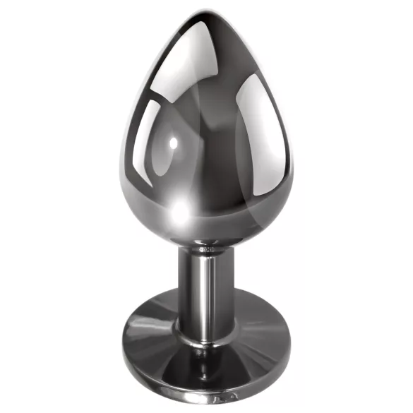 Evolved Black Gem - set plug anale metallico - pietra nera - argento