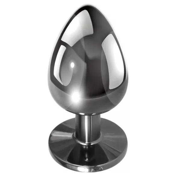 Evolved Black Gem - set plug anale metallico - pietra nera - argento