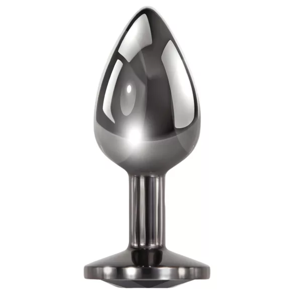Evolved Black Gem - set plug anale metallico - pietra nera - argento