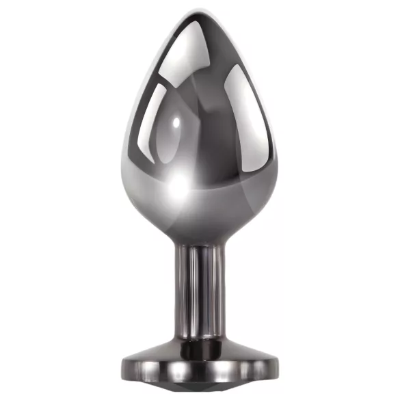 Evolved Black Gem - set plug anale metallico - pietra nera - argento