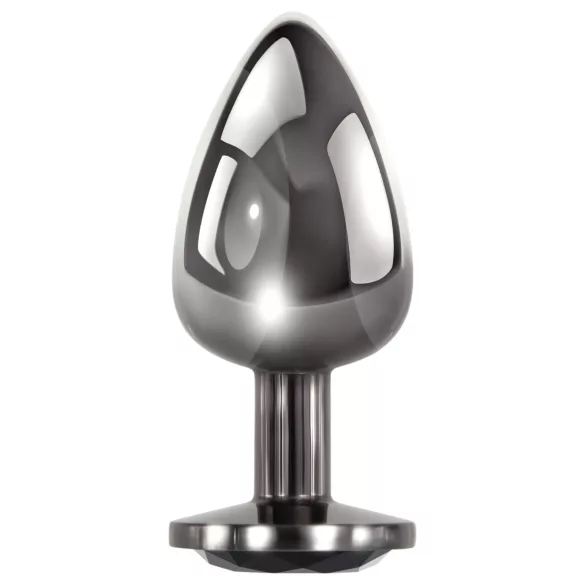 Evolved Black Gem - set plug anale metallico - pietra nera - argento