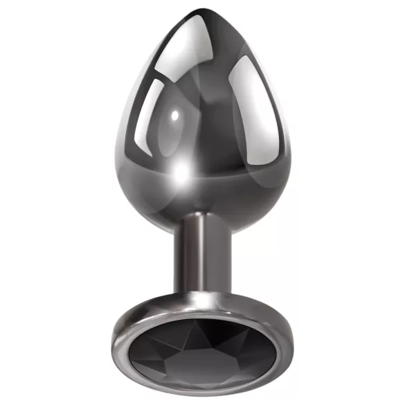 Evolved Black Gem - set plug anale metallico - pietra nera - argento