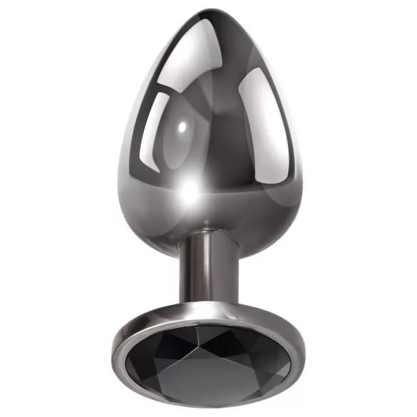 Evolved Black Gem - set plug anale metallico - pietra nera - argento