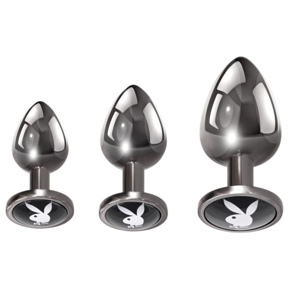 Playboy - set plug anale - 3 pezzi - argento