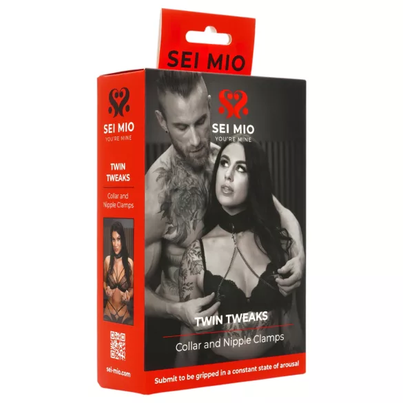 Sei Mio - collare con pinze per capezzoli - nero