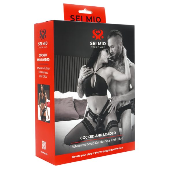 Sei Mio - Dildo nero con imbracatura - 15 cm