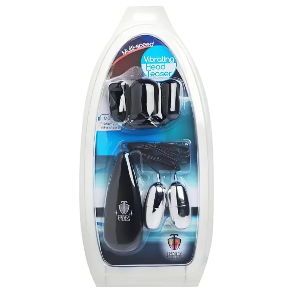 XR Brands - Trinity - cappuccio vibratore per glande con due ovetti (nero/argento)