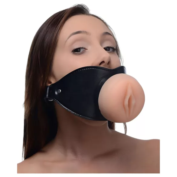 Master Series - bavaglio bocca - forma vagina - silicone naturale