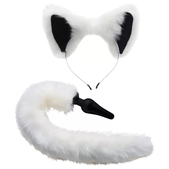 TAILZ - plug anale con coda volpe e cerchietto - nero bianco