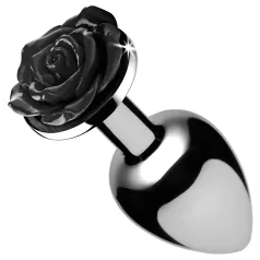  Booty Sparks Black Rose - plug anale in alluminio - argento nero