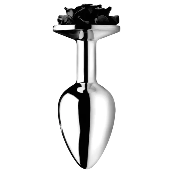 Booty Sparks Black Rose - plug anale in alluminio (argento-nero)