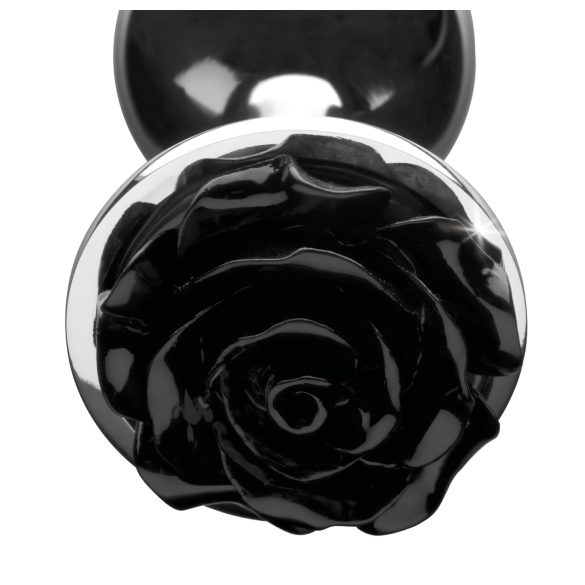 Booty Sparks Black Rose - plug anale in alluminio - argento nero